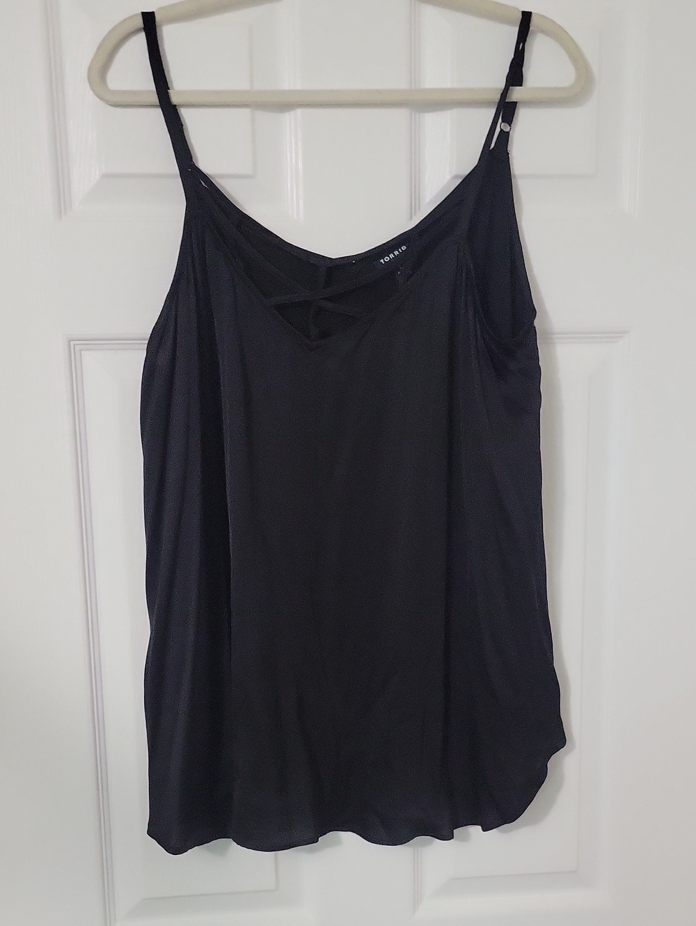 torrid Black V-Neck Strappy Cami. Silk Material